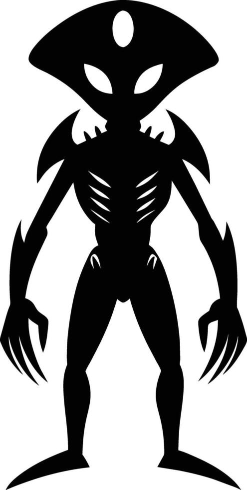 A black silhouette of a alien vector