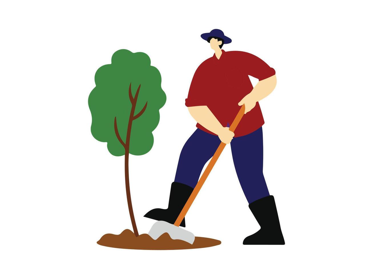 People Engaging with Tree Illustrations Bringing Nature to Life Together vector
