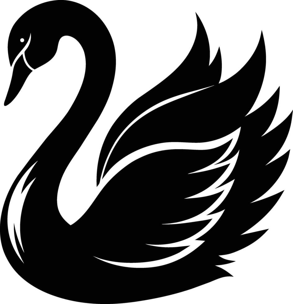 A black silhouette of a swan vector