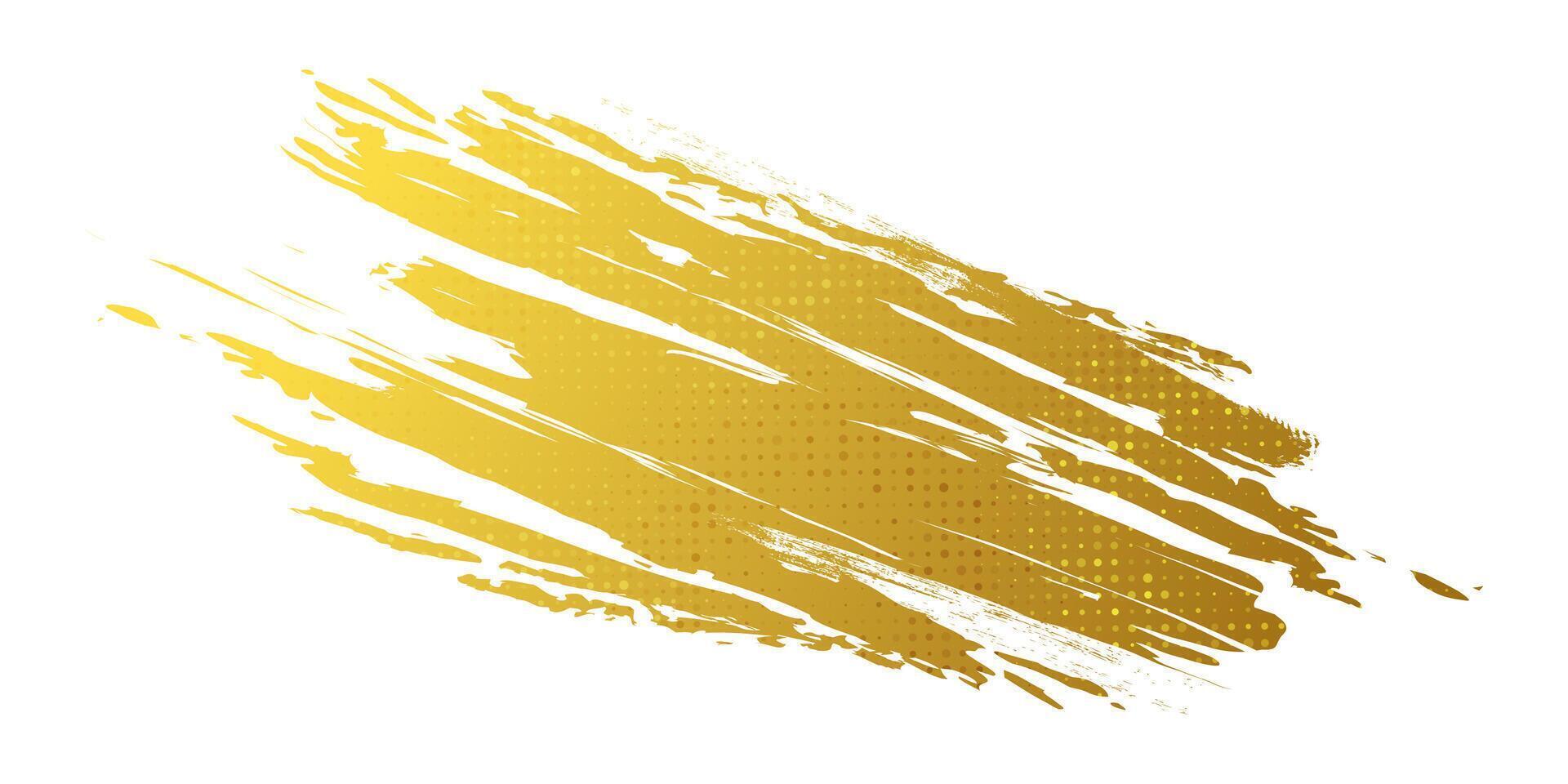 Gold Brush Texture with Halftone Effect Isolated on White Background. Brush Stroke Illustration for Banner, Poster, or Sports. Scratch and Texture Elements For Design vector