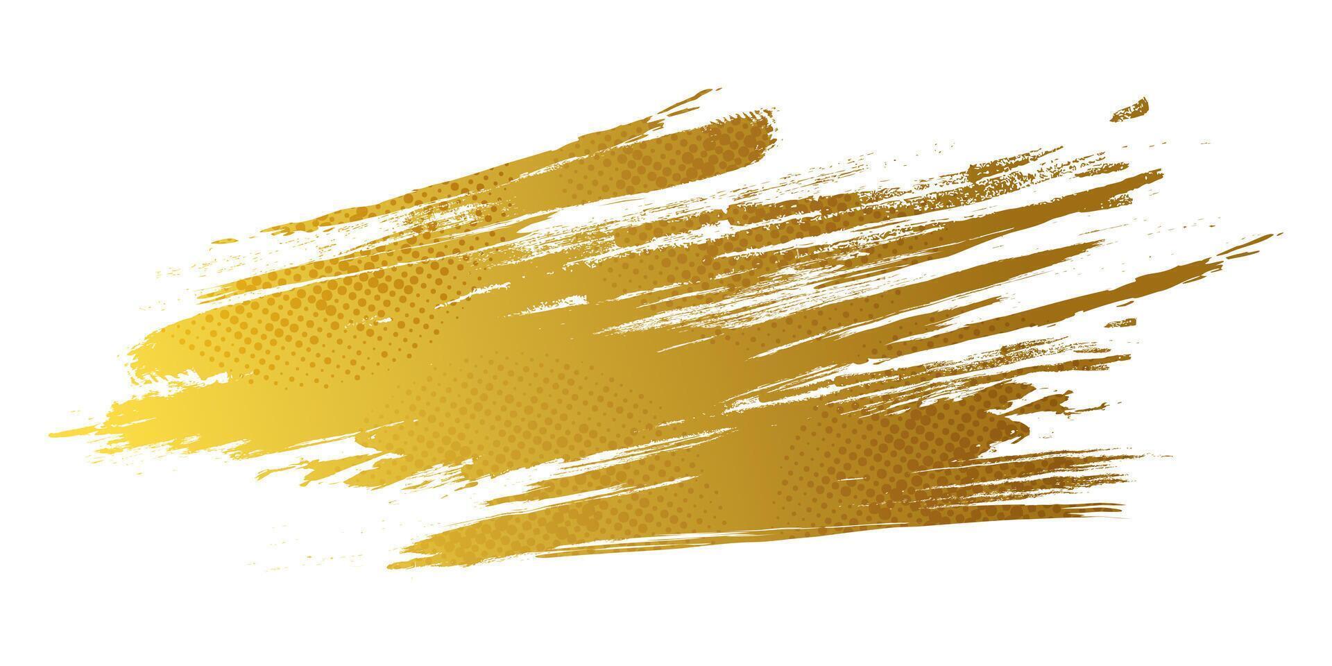 Gold Brush Texture with Halftone Effect Isolated on White Background. Brush Stroke Illustration for Banner, Poster, or Sports. Scratch and Texture Elements For Design vector