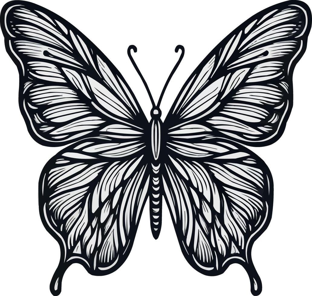 The iconic outline of a butterfly vector