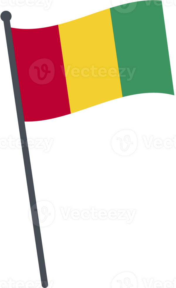 Guinea flag waving on pole. national flag pole transparent. png