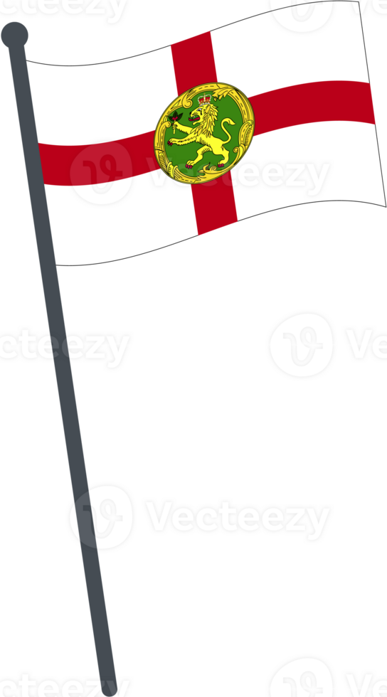Alderney flag waving on pole. national flag pole transparent. png
