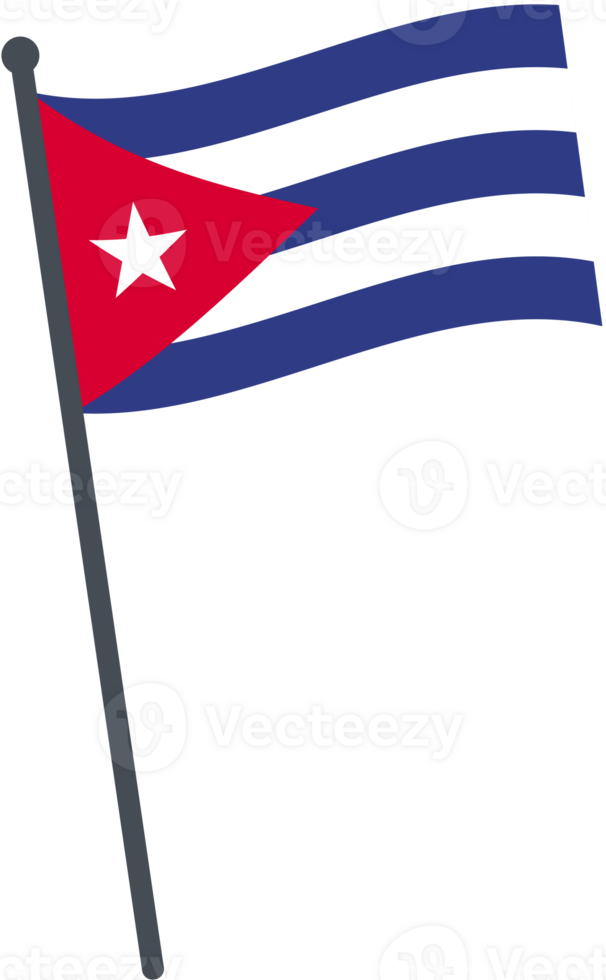 Cuba flag waving on pole. national flag pole transparent. png