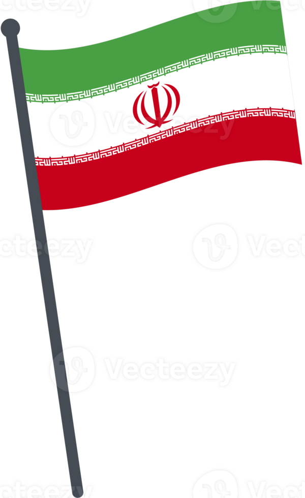 Iran flag waving on pole. national flag pole transparent. png