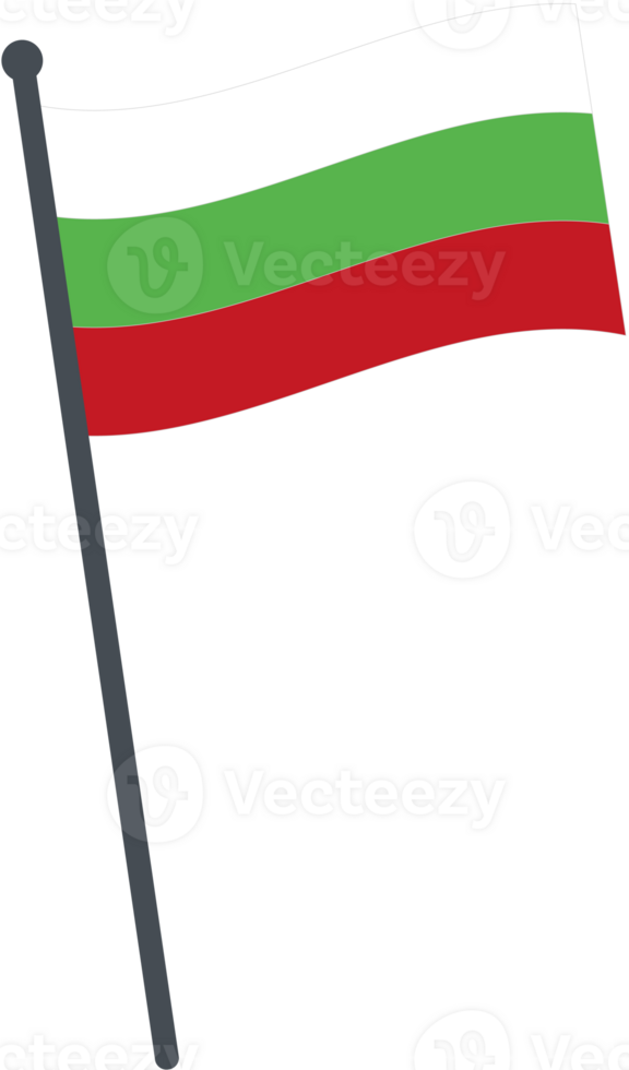 Bulgaria flag waving on pole. national flag pole transparent. png