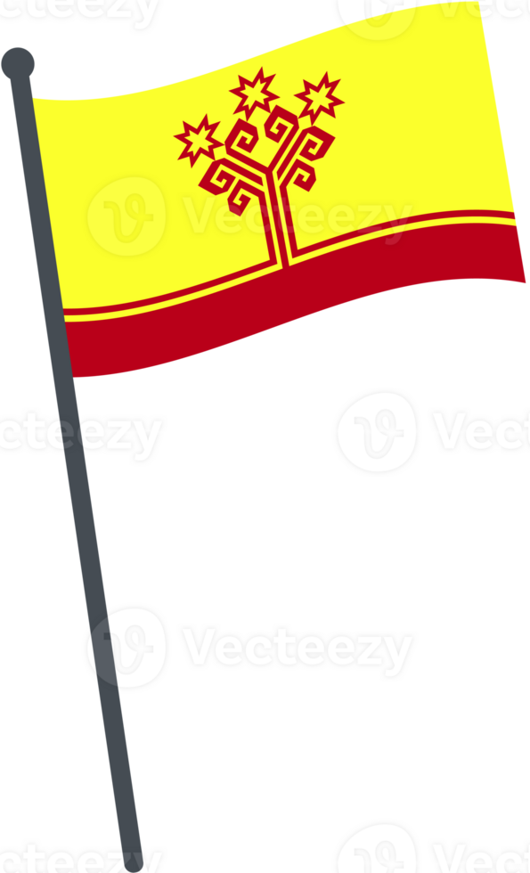 Chuvashia flag waving on pole. national flag pole transparent. png