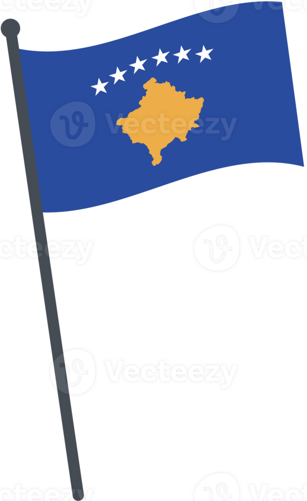 Kosovo flag waving on pole. national flag pole transparent. png
