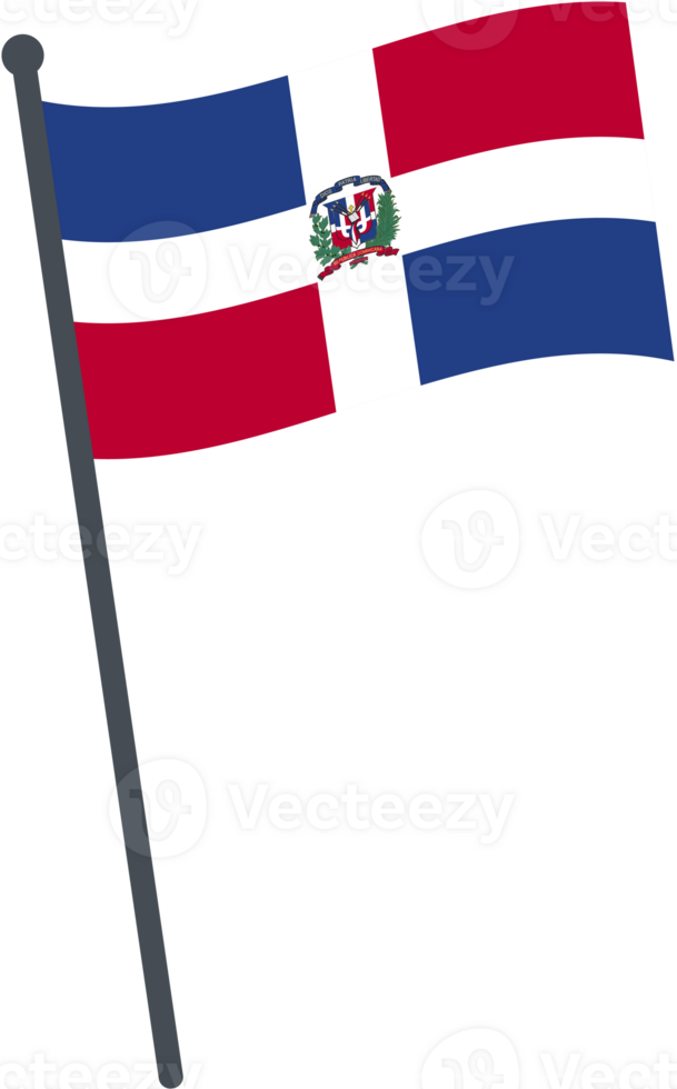 Dominican Republic flag waving on pole. national flag pole transparent. png