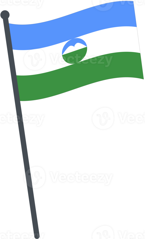 Kabardino flag waving on pole. national flag pole transparent. png