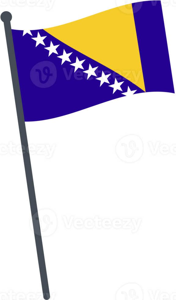 Bosnia flag waving on pole. national flag pole transparent. png