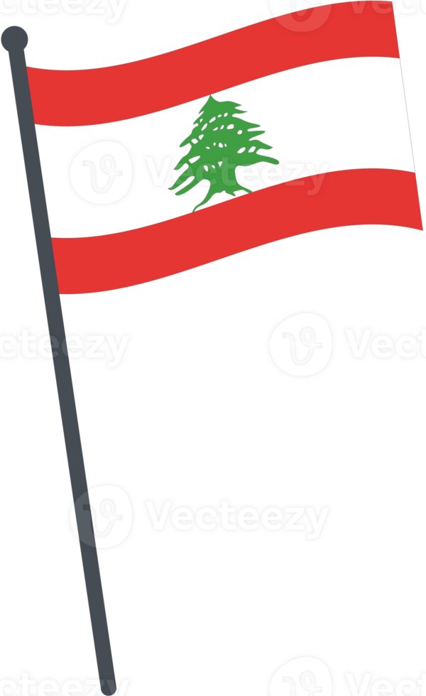 Lebanon flag waving on pole. national flag pole transparent. png