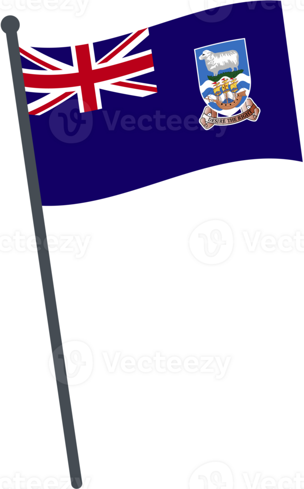 Falkland Islands flag waving on pole. national flag pole transparent. png