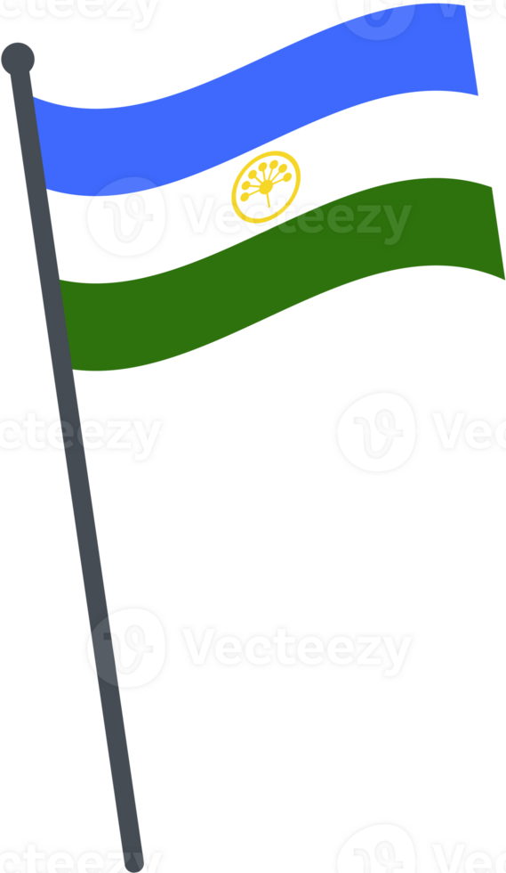 Bashkortostan flag waving on pole. national flag pole transparent. png