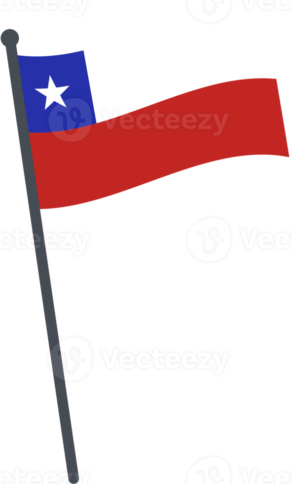 Chile flag waving on pole. national flag pole transparent. png