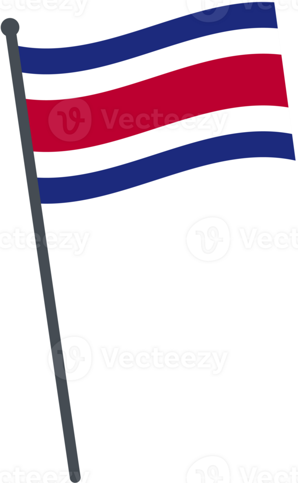 costa rica vlag golvend Aan pool. nationaal vlag pool transparant. png