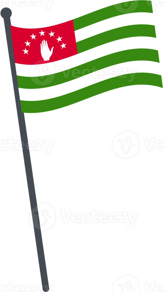Abkhazia flag waving on pole. national flag pole transparent. png