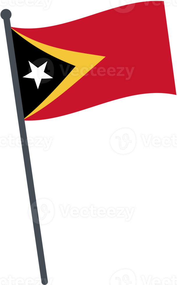 East Timor flag waving on pole. national flag pole transparent. png
