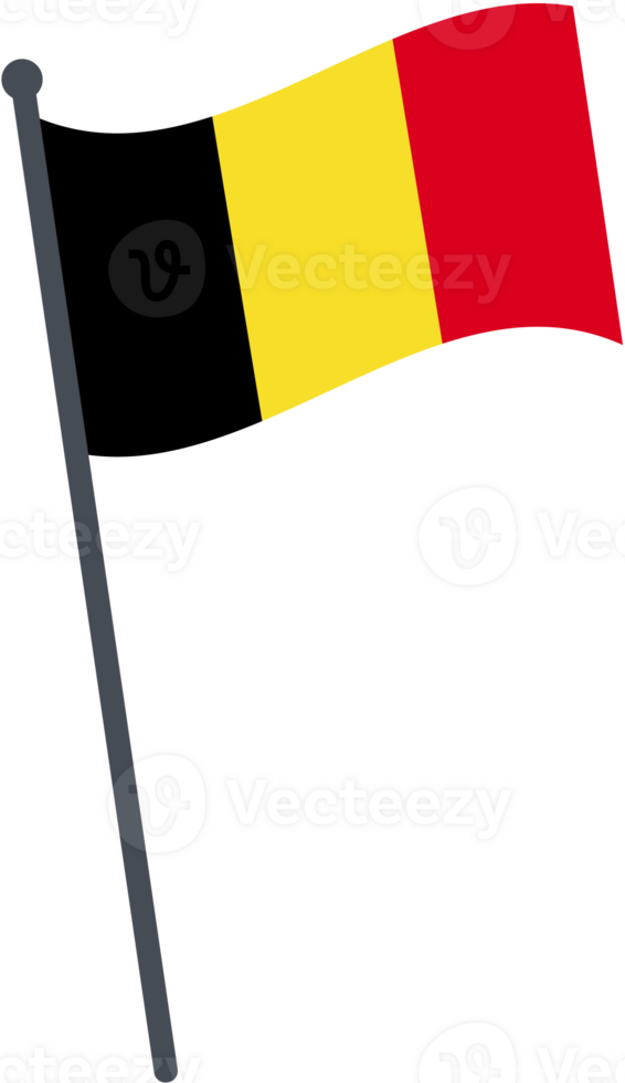 Belgium flag waving on pole. national flag pole transparent. png