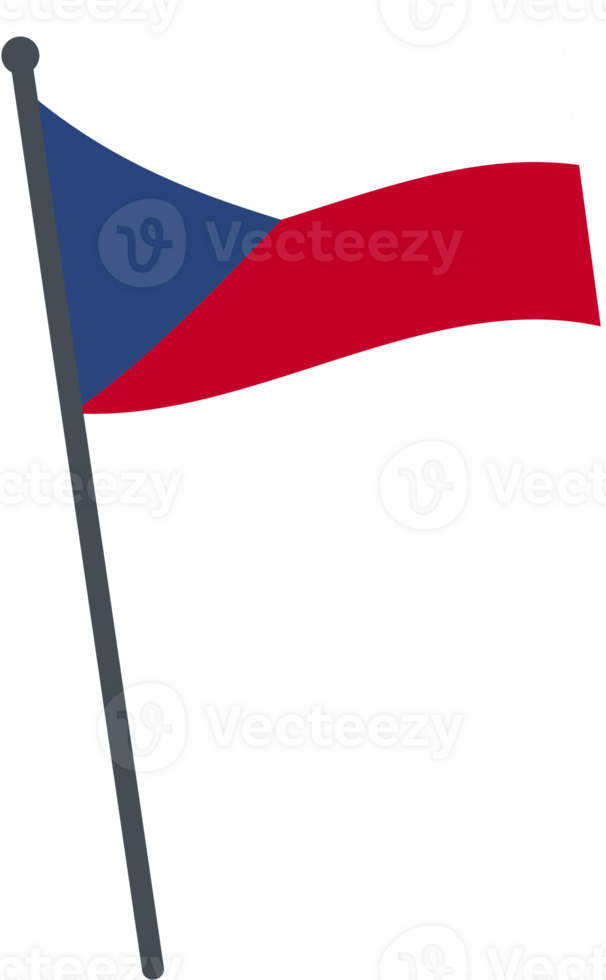 Czech Republic flag waving on pole. national flag pole transparent. png