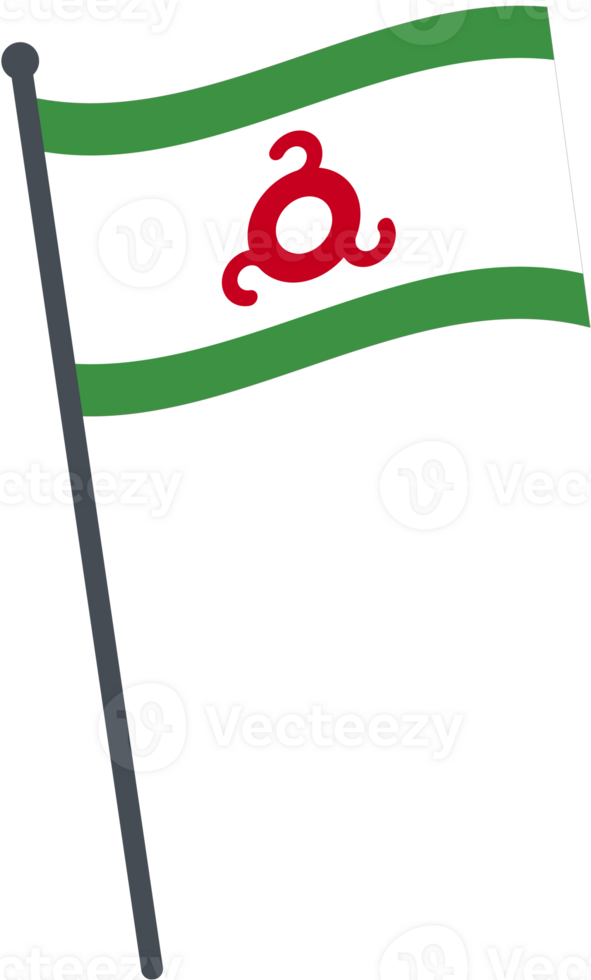 Ingushetia flag waving on pole. national flag pole transparent. png