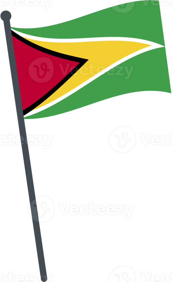 Guyana flag waving on pole. national flag pole transparent. png