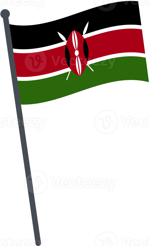 Quênia bandeira acenando em pólo. nacional bandeira pólo transparente. png