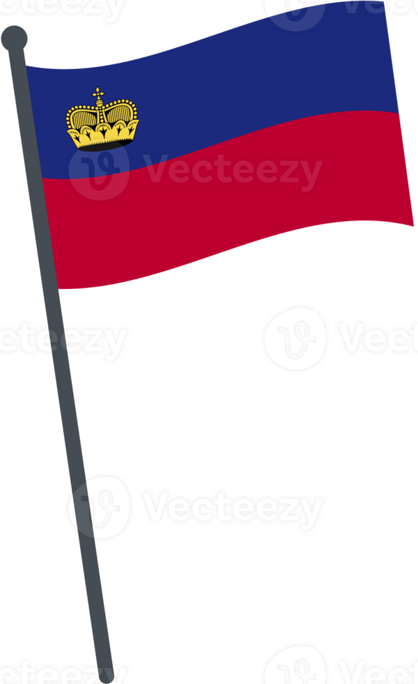 Liechtenstein flag waving on pole. national flag pole transparent. png