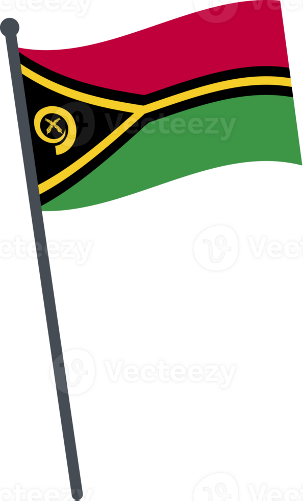 Vanuatu flag waving on pole. national flag pole transparent. png
