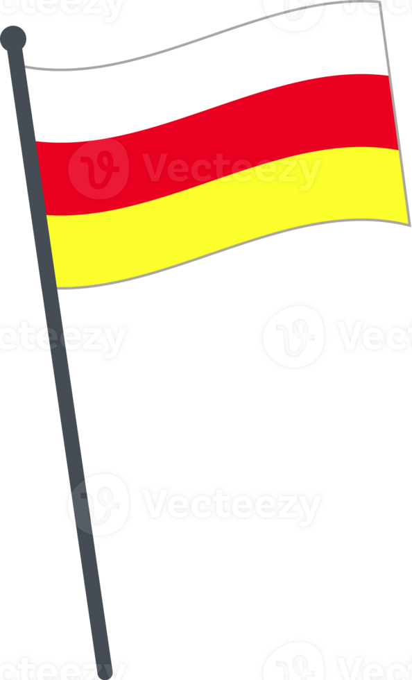 South Ossetia flag waving on pole. national flag pole transparent. png