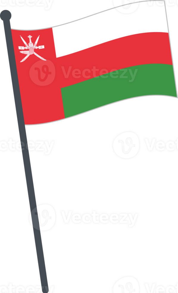 Oman flag waving on pole. national flag pole transparent. png