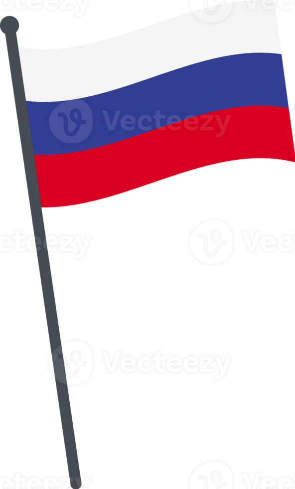 Russia flag waving on pole. national flag pole transparent. png