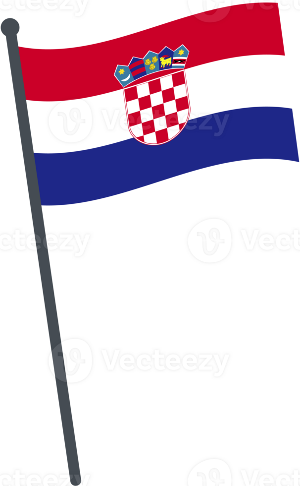 croatia flag waving on pole. national flag pole transparent. png