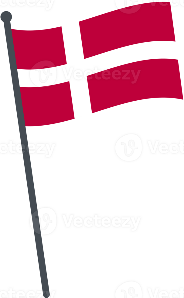 denmark flag waving on pole. national flag pole transparent. png