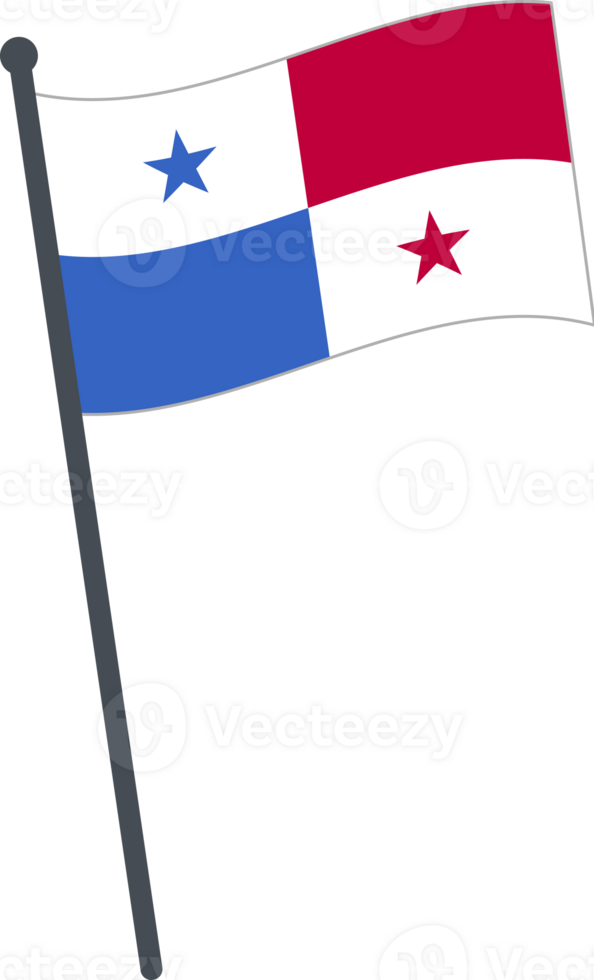 Panama flag waving on pole. national flag pole transparent. png