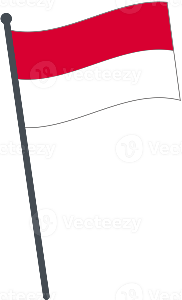Monaco flag waving on pole. national flag pole transparent. png