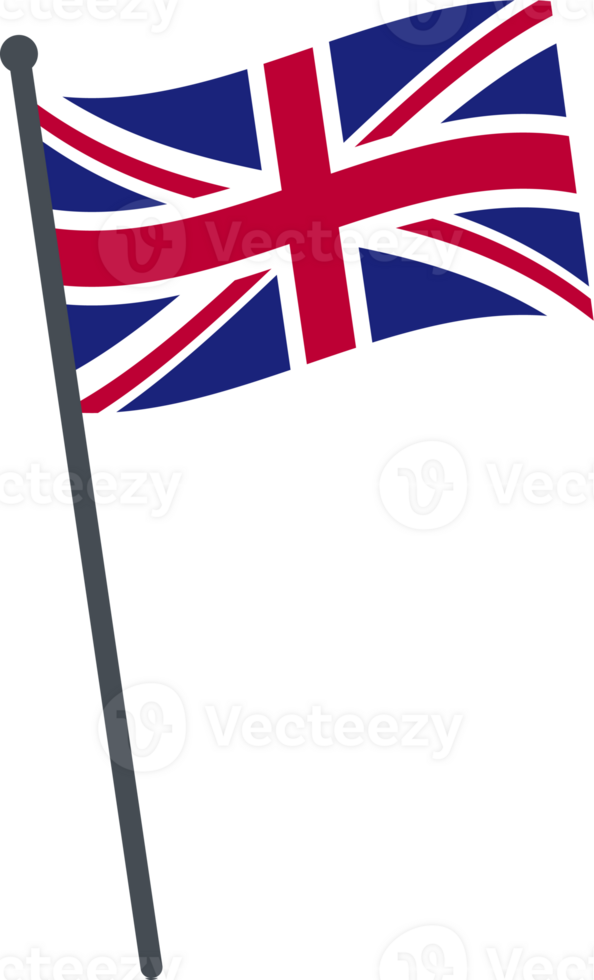 United Kingdom flag waving on pole. national flag pole transparent. png