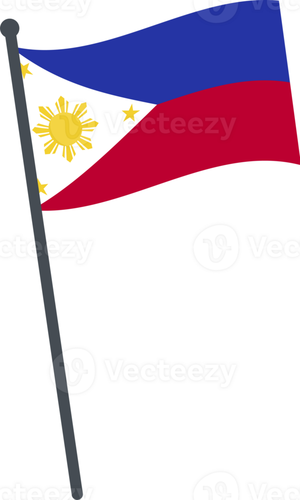 Philippines flag waving on pole. national flag pole transparent. png