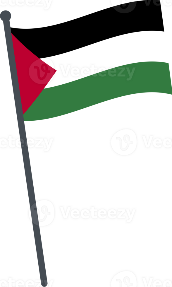 Palestine flag waving on pole. national flag pole transparent. png