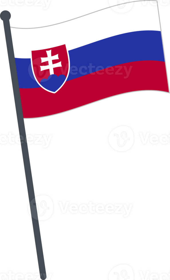 Slovakia flag waving on pole. national flag pole transparent. png