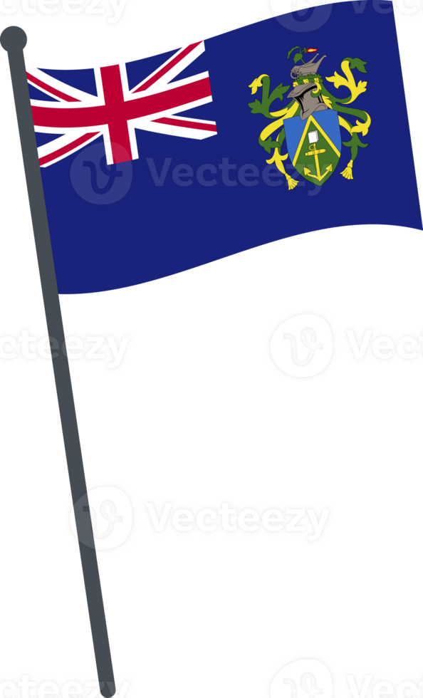 Pitcairn Islands flag waving on pole. national flag pole transparent. png