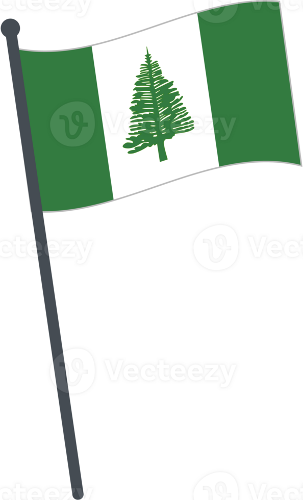 Norfolk Island flag waving on pole. national flag pole transparent. png