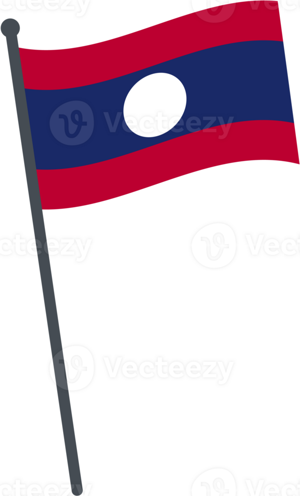 laos flag waving on pole. national flag pole transparent. png