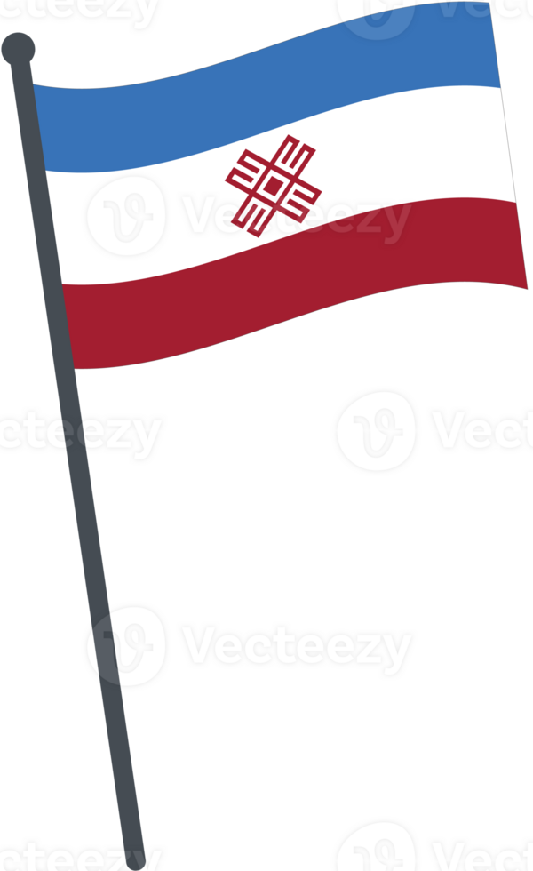 Mari flag waving on pole. national flag pole transparent. png
