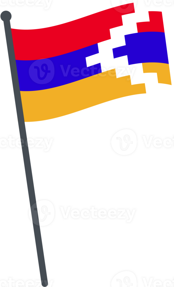 Nagorno Karabakh flag waving on pole. national flag pole transparent. png