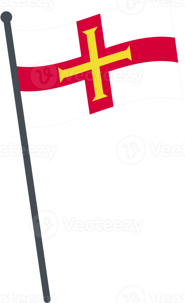 guernsey flag waving on pole. national flag pole transparent. png