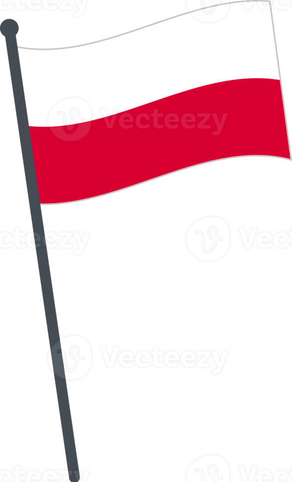 Poland flag waving on pole. national flag pole transparent. png