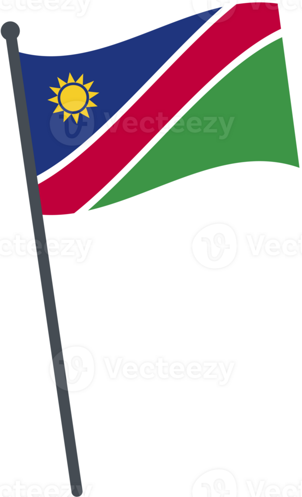Namibia flag waving on pole. national flag pole transparent. png