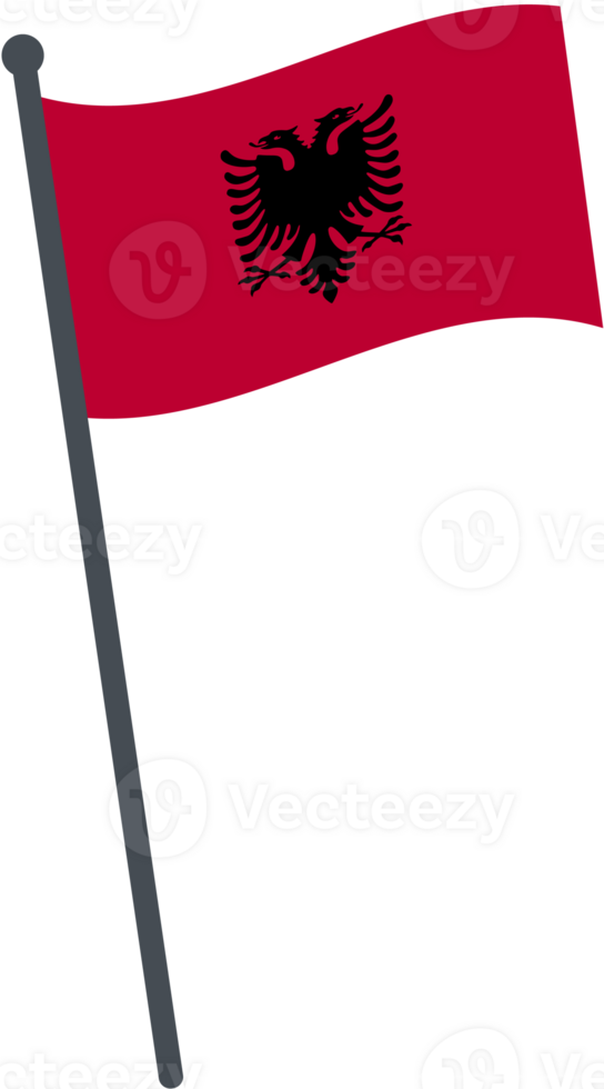 albania flag waving on pole. national flag pole transparent. png